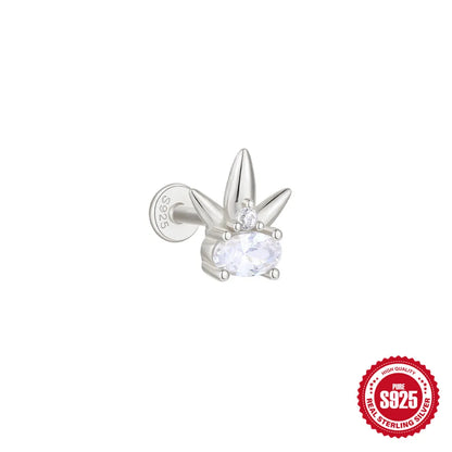 925 Silver Star Moon Zircon Stud Earrings Hypoallergenic - Smarsty