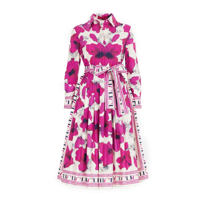 CHCH Women's Dress New Long sleeved Shirt Long Skirt Flower Print Party Dress - Smarsty