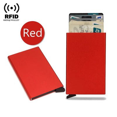 Rfid Credit Card Holder Metal Thin Slim Smart Wallet Men Women Wallets Pop Up Minimalist Small Black Purse Mini Walets for Men - Smarsty
