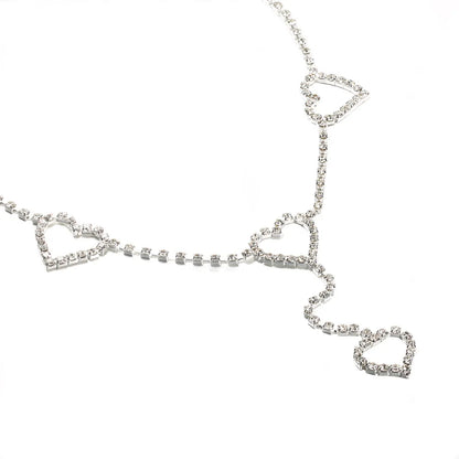 Rhinestone Body Chain Belt with Heart Pendant - Smarsty
