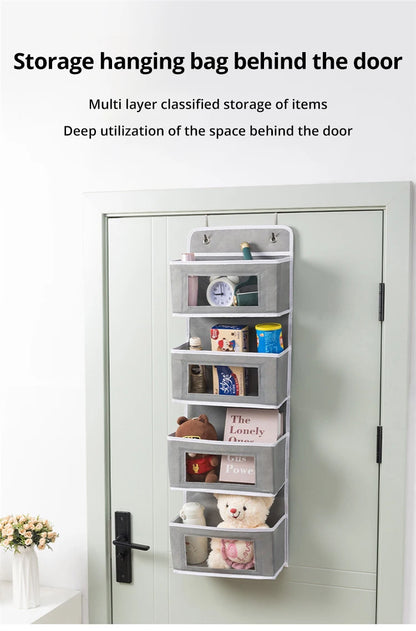 1pc Four-layer Storage Bag Door Hanging Fabric Organizer Bag For Sundries Items Underwear Socks