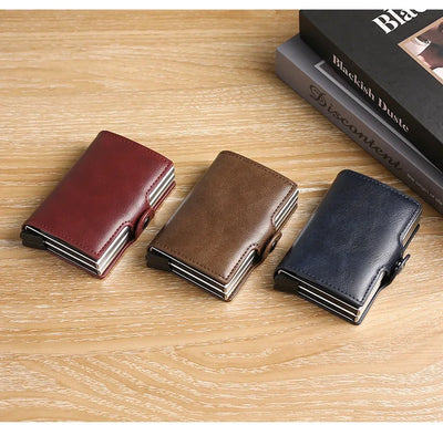 Large Capacity Double Layer ID Credit Card Holder Anti Rfid Blocking Protected Magic Wallet for Men Carbon Fiber Cardholder Case - Smarsty