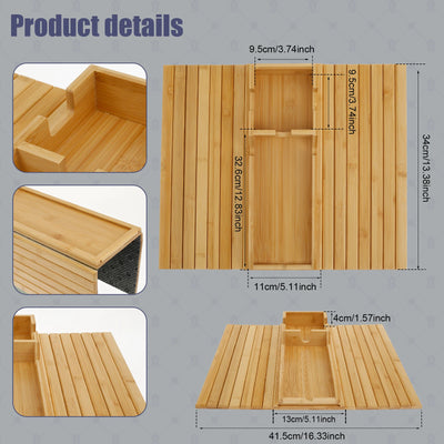 Couch Cup Holder Bamboo Wood Sofa Armrest Tray Foldable Sofa Cup Holder Anti-Slip Couch Arm Cup Holder Sofa Side Storage Tray by Smarsty