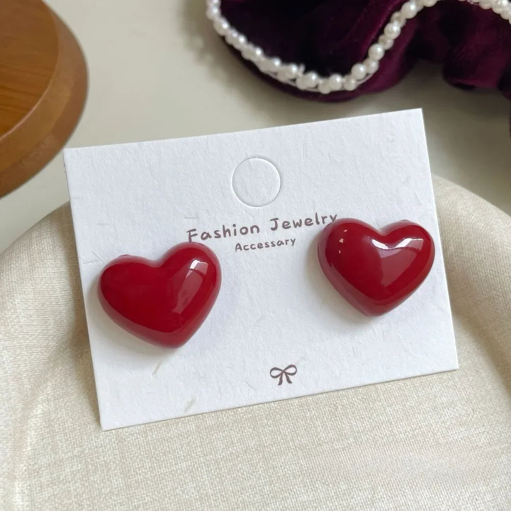 Retro Red Bow Stud Earrings For Women Elegant Lightweight - Smarsty