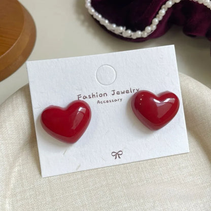 Retro Red Bow Stud Earrings For Women Elegant Lightweight - Smarsty
