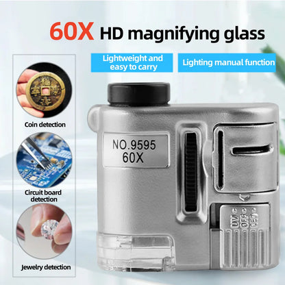 60X Handheld Magnifying Glass With LED Light - Smarsty