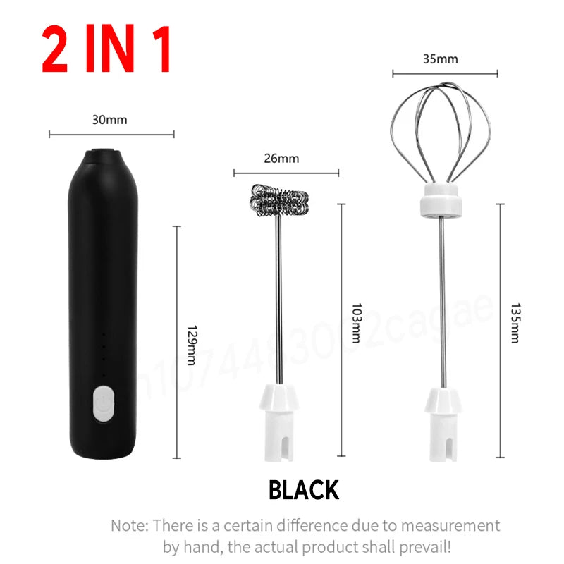 HOT  Electric Milk Frother + Egg Beater Wireless Type-C Charging 3 Speeds Mini Handheld Foam Maker Coffee Whisk Cooking Tools - Smarsty