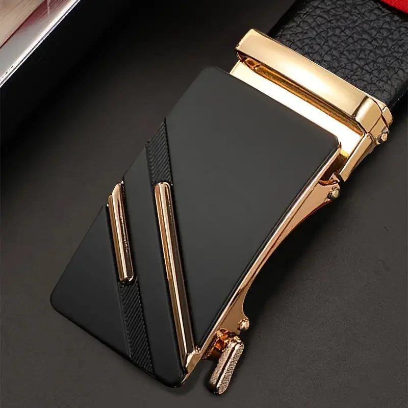 Men Leather Belt Automatic Buckle Luxury Waist Strap - Smarsty