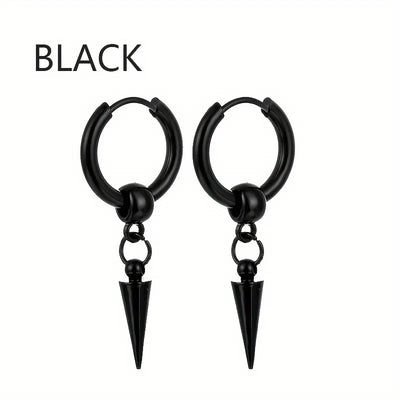 Fashion Stainless Steel Cone Pendant Earrings for Men - Smarsty