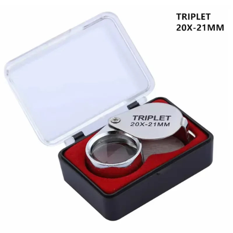 10-30X Pocket Loupe Magnifier Jewelry Magnifying Glass Foldable Diamond Lupa Triplet Jewelers Eye Glass Tool Reading Magnifier