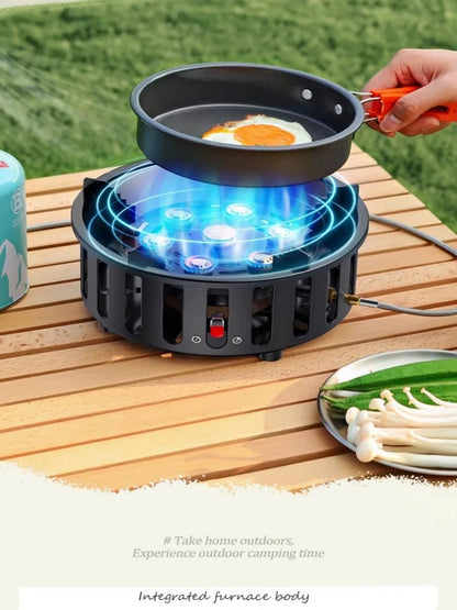 19800W 7-Core High-Power Camping Stove - Windproof Portable Gas Burner with Electronic Ignition for Hiking & Travel