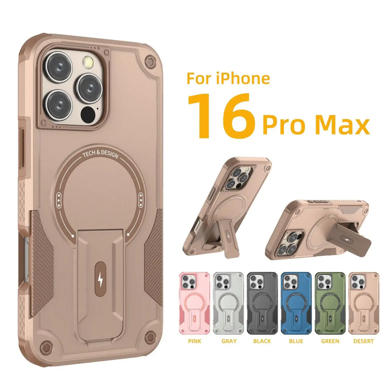 Armor Invisible Bracket for Magsafe Case For iPhone 17 16 15 13 14 12 Pro Max Plus 11 Magnetic PC Wireless Charge Holder Cover