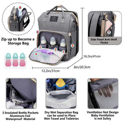 Mommy Bag Lightweight Portable Folding Crib Bed Large-capacity Travel Maternity Bags Baby Backpack Female Mommy Outting Bag by Smarsty