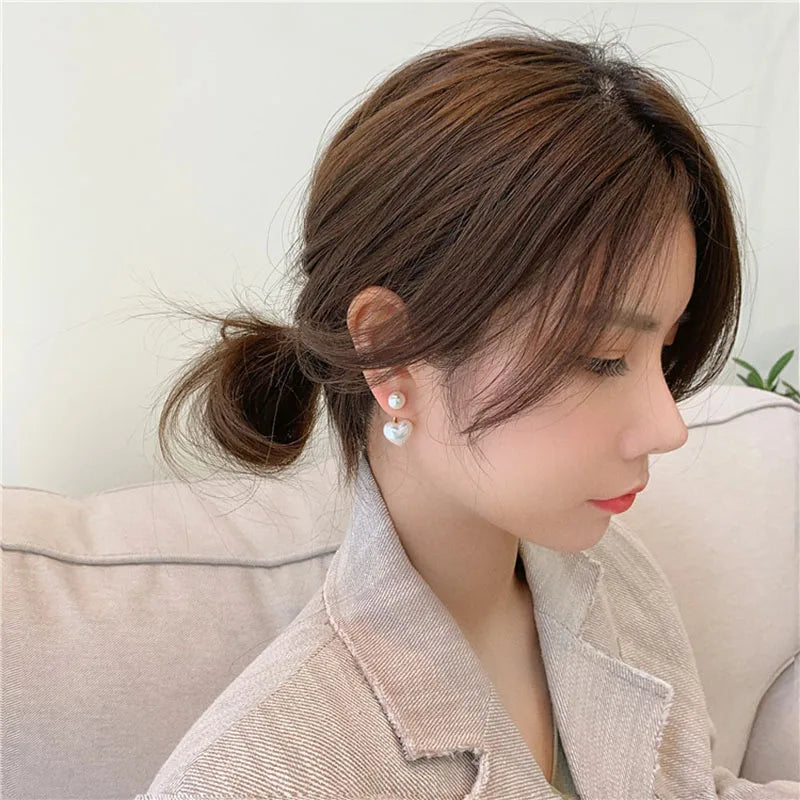 Elegant Pearl Heart Stud Earrings For Wedding Gifts - Smarsty