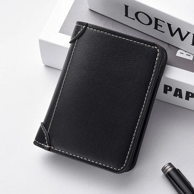 1Pc New Ultra-thin Mini Soft PU Leather Credit Card Wallet Holder Short Vertical High Quality Men's Wallet - Smarsty