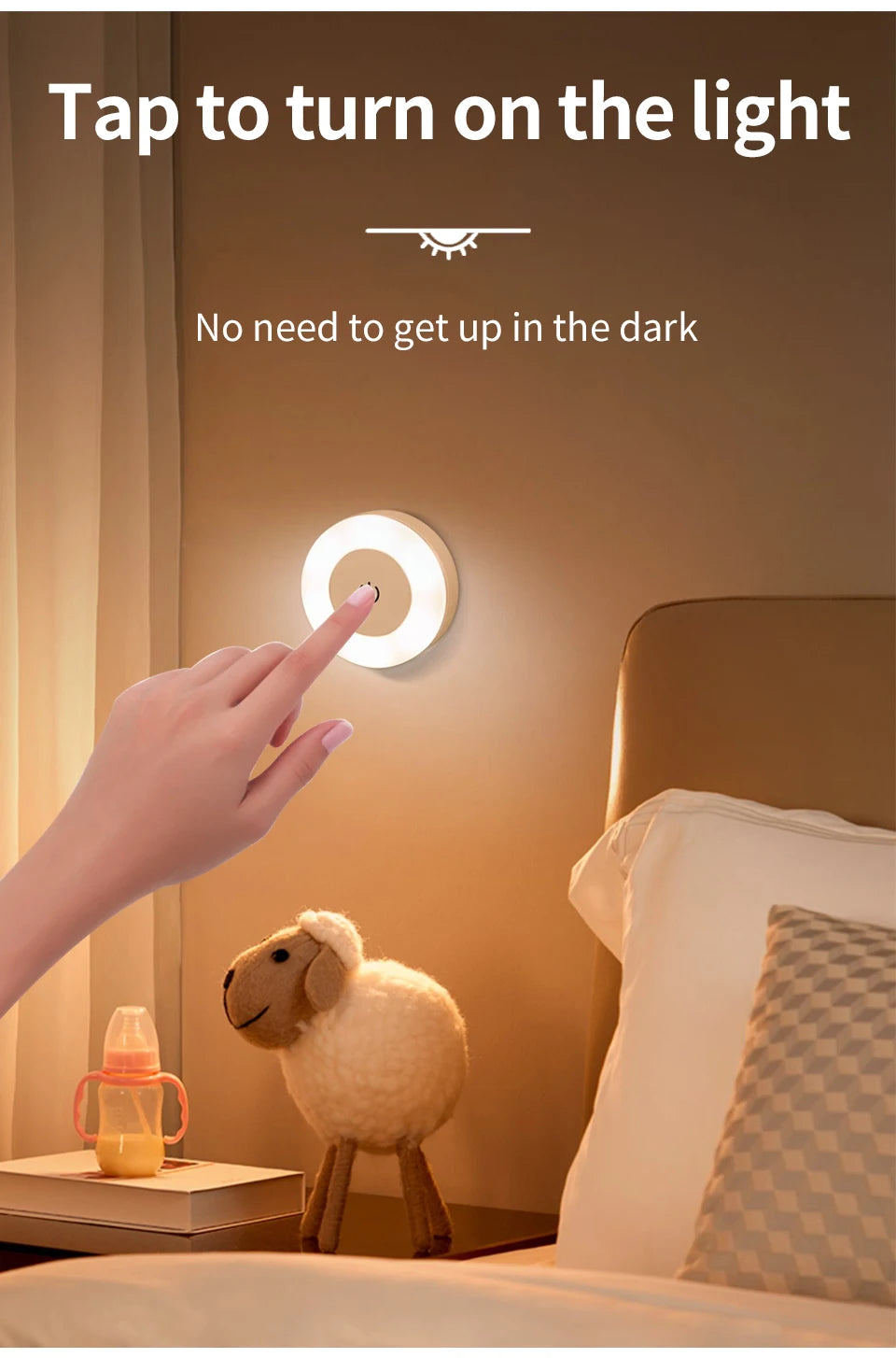 Rechargeable LED Night Light with Dimmable Touch Switch - Smarsty