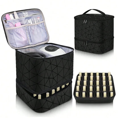 Portable Nail Polish Organizer Bag With Double Layer - Smarsty