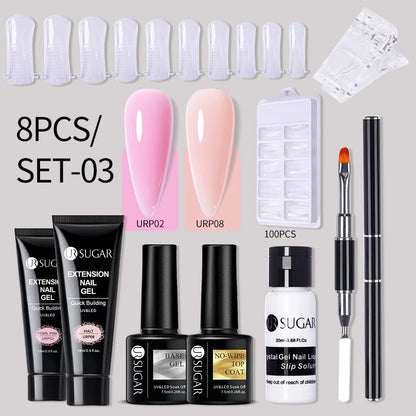 Nude Glitter Gel Nail Polish Kit for Long-Lasting Manicure - Smarsty