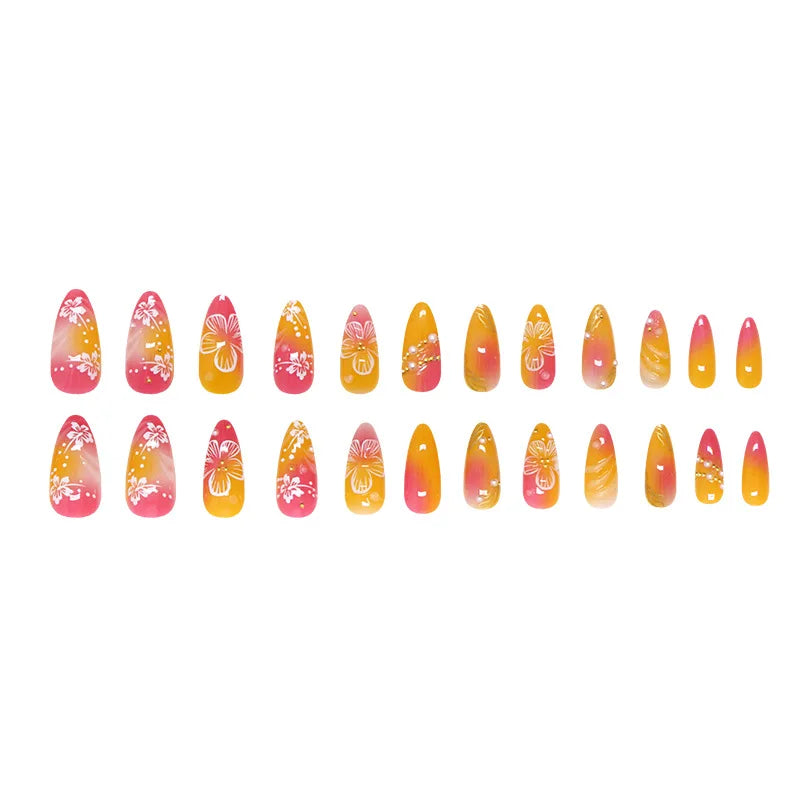 24pcs Flower Design Fake Nail Tips Full Cover - Smarsty