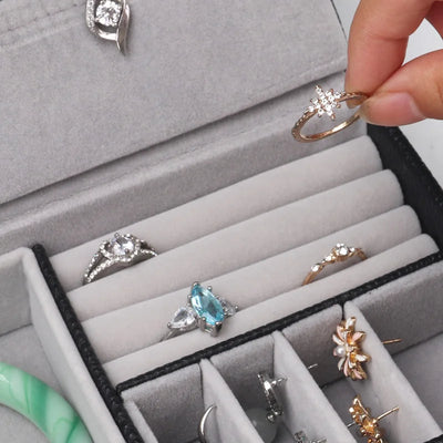 Portable Jewelry Organizer Case for Travel with Leather Storage - Smarsty