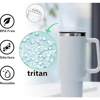 Reusable Straw with Cleaning Brush Plastic Replacement Straw Compatible with Stanley 40 oz 30 oz Cup Tumbler - Smarsty