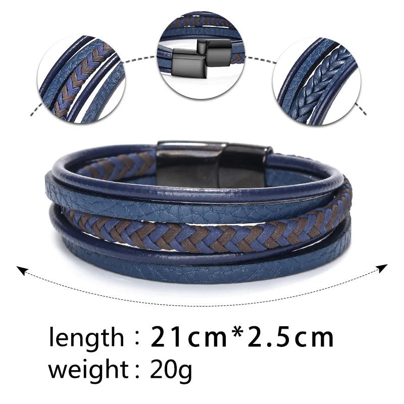 Trendy Leather Bracelets for Men with Stainless Steel Charm - Smarsty