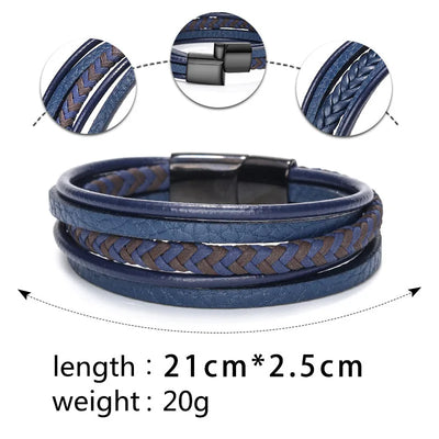 Trendy Leather Bracelets For Men Multilayer Braided Rope - Smarsty