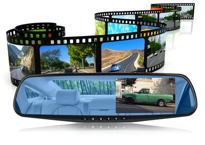 Dual Lens Dashcam With 4.3 Inch Rearview Mirror FHD 1080P - Smarsty