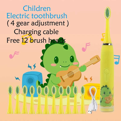 Child's Rechargeable Sonic Electric Toothbrush With Replacement Heads - Smarsty