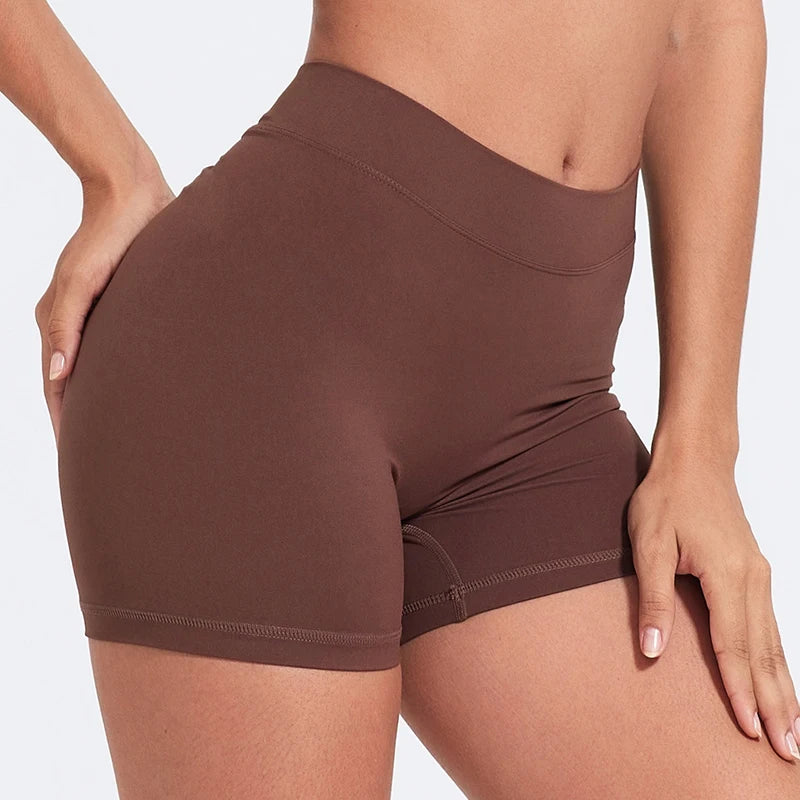 Sexy V-Back Shorts High Waisted Hip Lifting Yoga Shorts Women's Nylon Tight Fitting Shorts Training Sports Fitness Pants - Smarsty