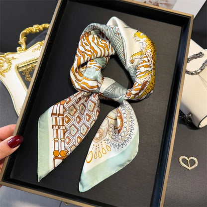 Bohemian Silk Square Scarf for Women Luxury Floral Print - Smarsty