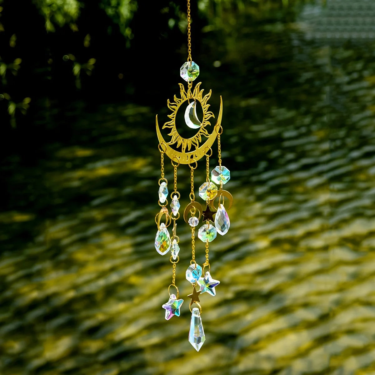 Star Moon Wind Chime Pendant for Garden Serenity - Smarsty
