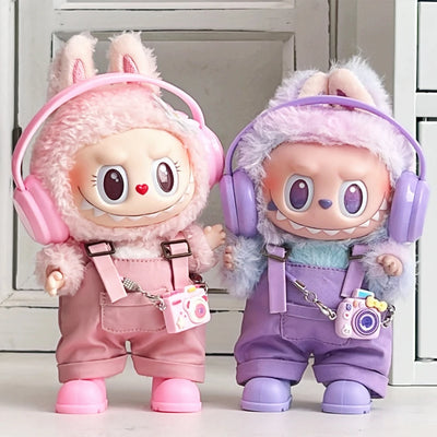 15/17Cm For Labubu Clothes Dolls Sitting Party 1St 2Nd 3Rd Headphones Overalls Shoes Set Apparel Accessories Lovely Outfit Gifts - Smarsty