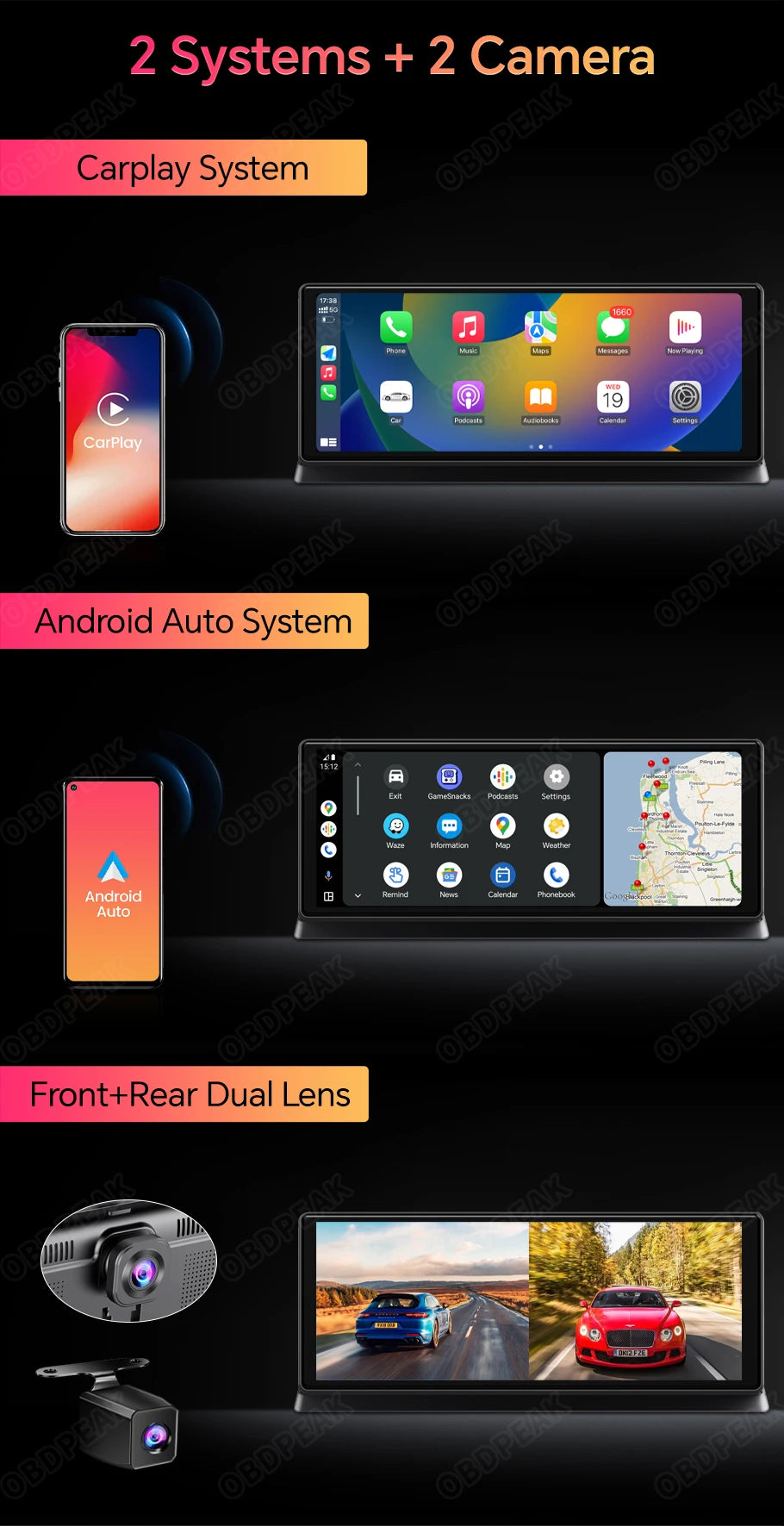 4K Car Dash Cam With Wireless CarPlay And GPS Navigation - Smarsty