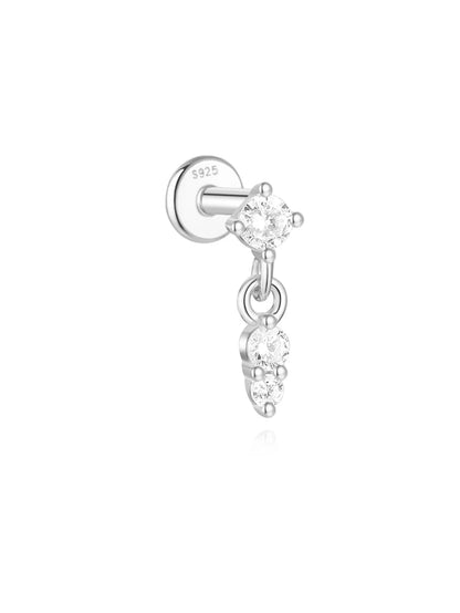 925 Sterling Silver Lotus Tassel Zircon Stud Earrings - Smarsty