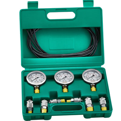 SucceBuy Hydraulic Pressure Test Kits Excavator Hydraulic Test Gauge Sets with Carrying Case for Excavator Tractors Machinery - Smarsty
