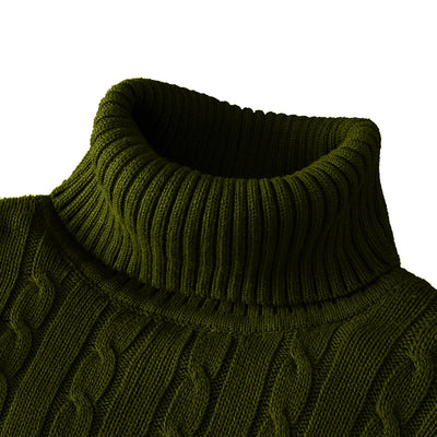 New Turtleneck Sweater Casual Men's Rollneck Knitted Sweater Keep Warm Men Jumper Woolen Sweater - Smarsty