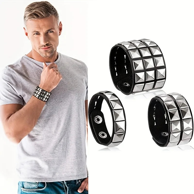Punk Gothic Leather Nail Bracelet for Couples - Smarsty