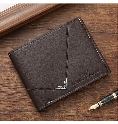 Men's Slim Money Clip Wallet Credit Card ID Holder Casual Male Leather Short Multi Card Holder Purses Business Man Bifold Wallet - Smarsty