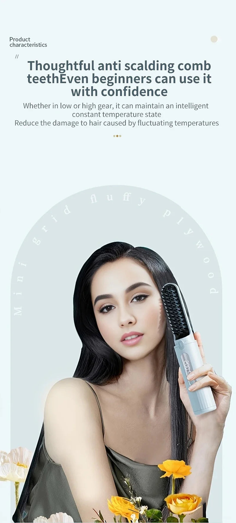 Portable Wireless Hair Straightener with Negative Ion Technology - Smarsty