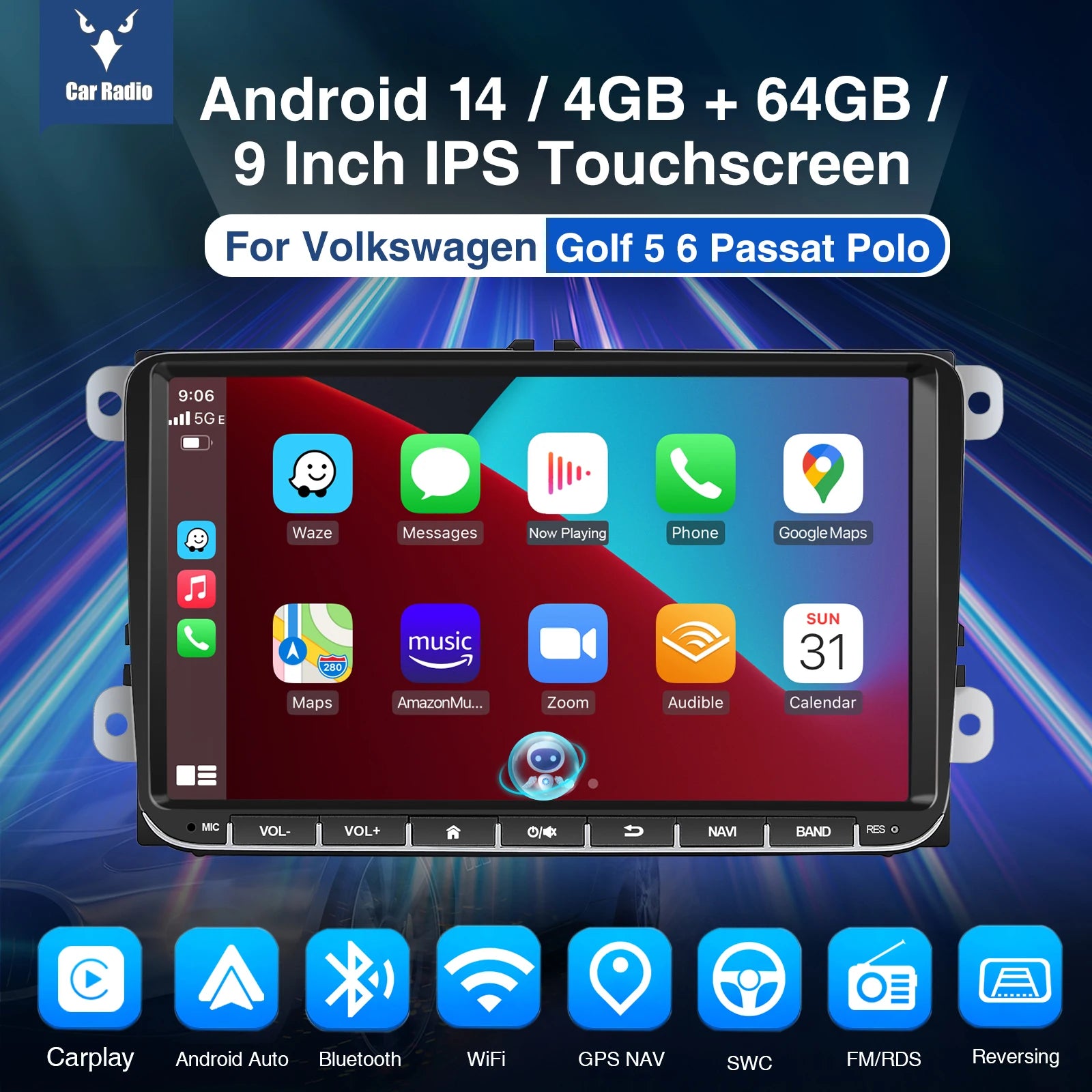 Android Car Stereo With Wireless Carplay GPS Navigation - Smarsty