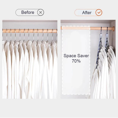 8 Holes Storage Rack for Clothes Hanger Organizer Foldable Rotatable Magic Metal Hangers Storage Rack Wardrobe Space Saver Hook by Smarsty