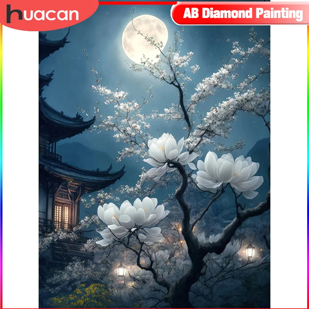 Handmade Moon Flower Diamond Painting for Bedroom Decor - Smarsty