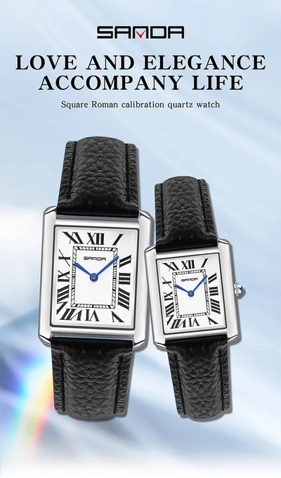 Luxury Waterproof Couple Watch with Leather Strap - Smarsty