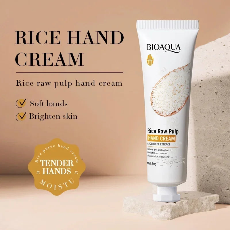 Rice Hand Cream Volumizing Rejuvenating Nourishing Moisturizing Refreshing Non-Greasy Hand Care Cream 30g - Smarsty