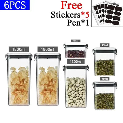 460-1800ml Sets Kitchen Stackable Sealed Jar Plastic Food Storage Box Multigrain Tank Bottle Dried Fruit Tea Storage Containers by Smarsty