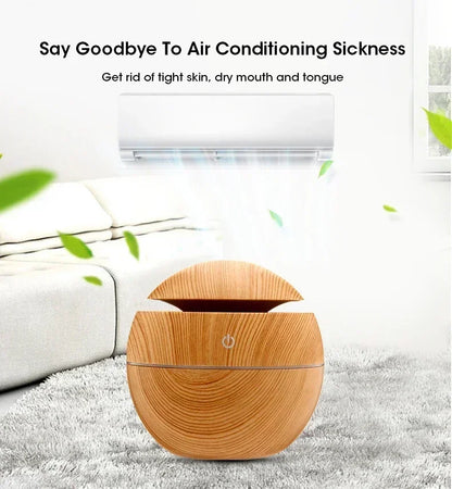 Mini Woodgrain Ultrasonic Humidifier for Home Office - Smarsty