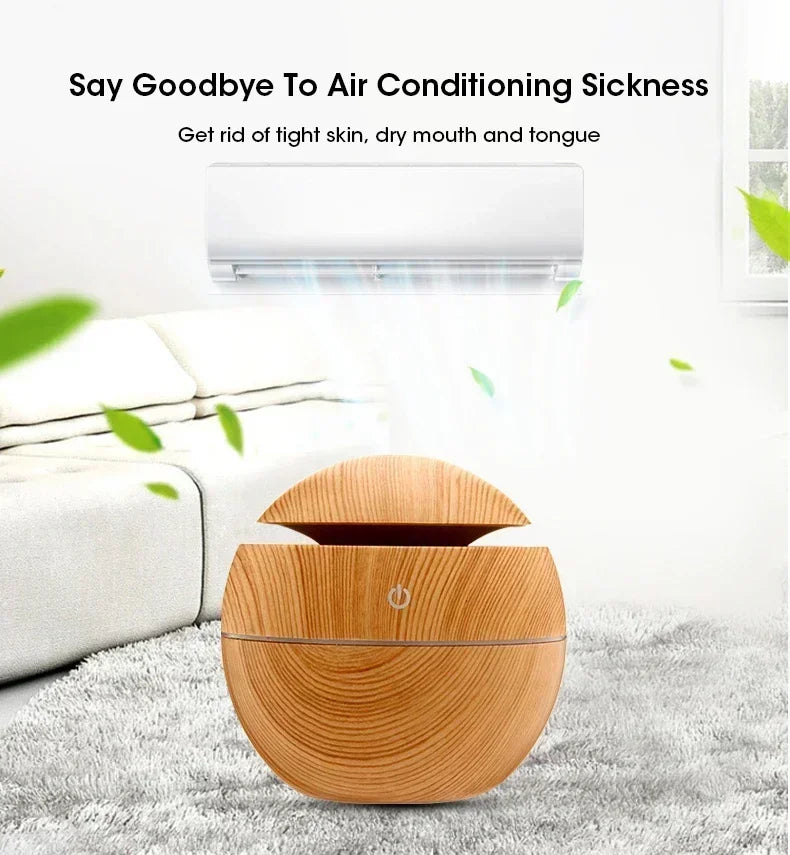 Mini Woodgrain Ultrasonic Humidifier for Home Office - Smarsty