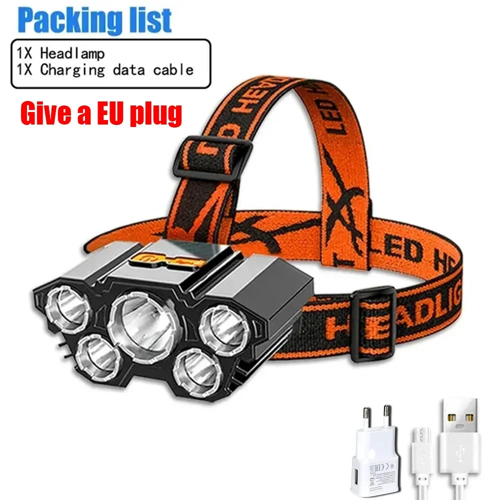 8LED Powerful Rechargeable Head Flashlight for Fishing Led Headlamp Camping Headlights Hunting Torch Hiking Front Lanterns by Smarsty