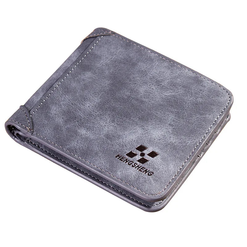 New Men Wallets Credit Card/ID Holder Vintage Brand Male Wallet High Quality PU Leather Photo Holder Foldable Short Men Purse - Smarsty